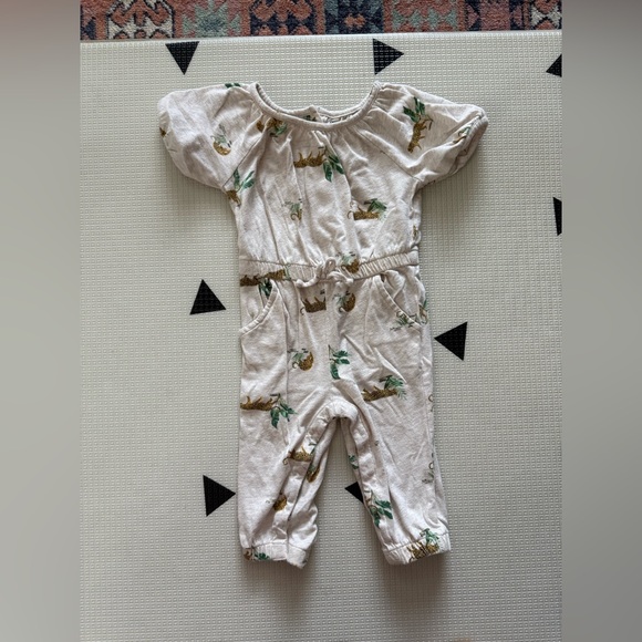Old Navy|Baby girl Cream Leopard Printed,animal print short sleeve jumpsuit••• - Picture 1 of 5